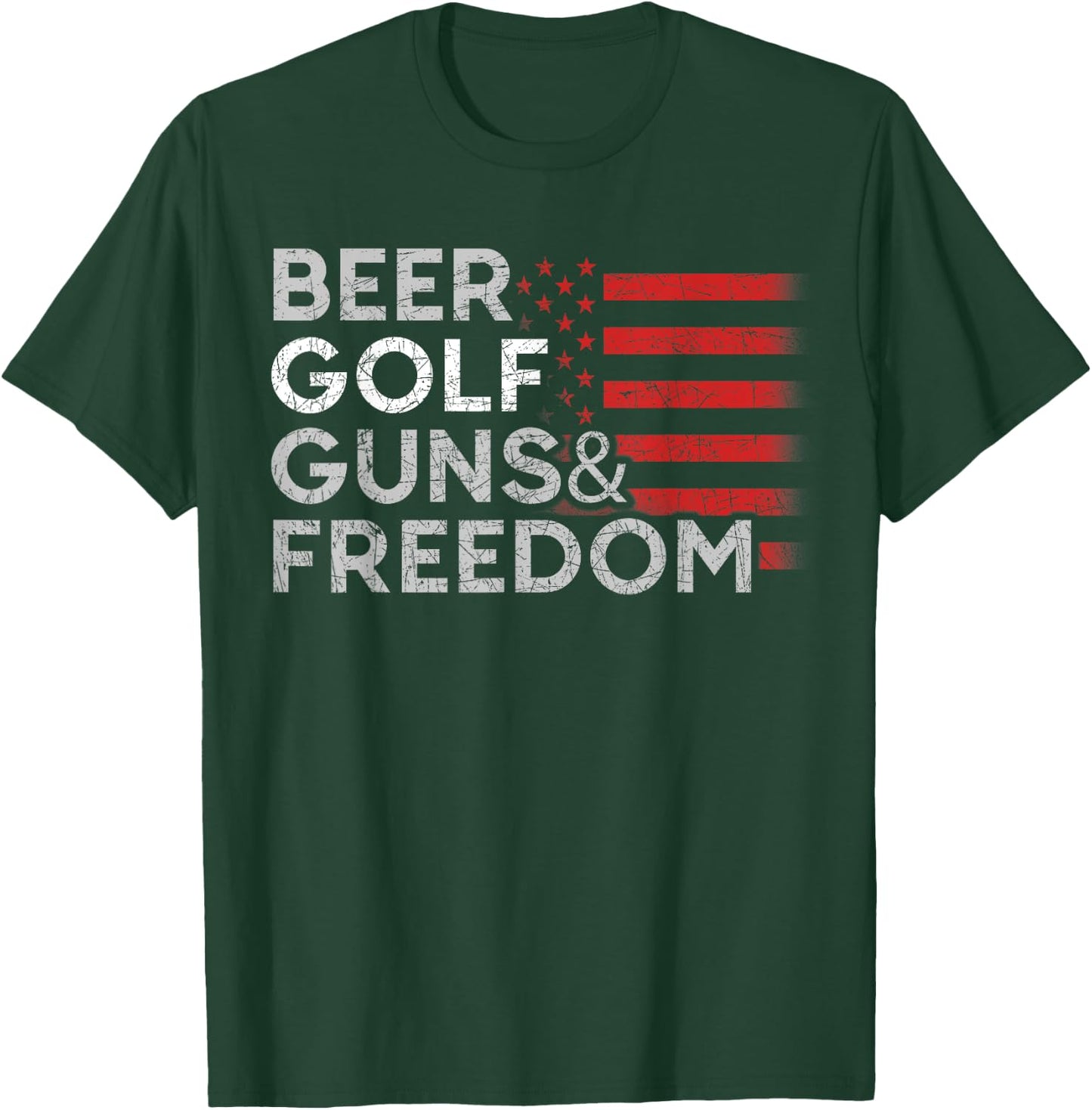 Drunk Golfer Beer Golf Guns Freedom USA Flag Golf Women Men T-Shirt - T-Shirt | Forest