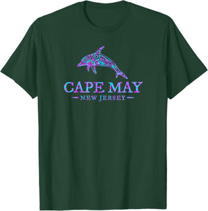 Cape May New Jersey Colorful Dolphin Girls Boys Souvenir T-Shirt - T-Shirt | Forest