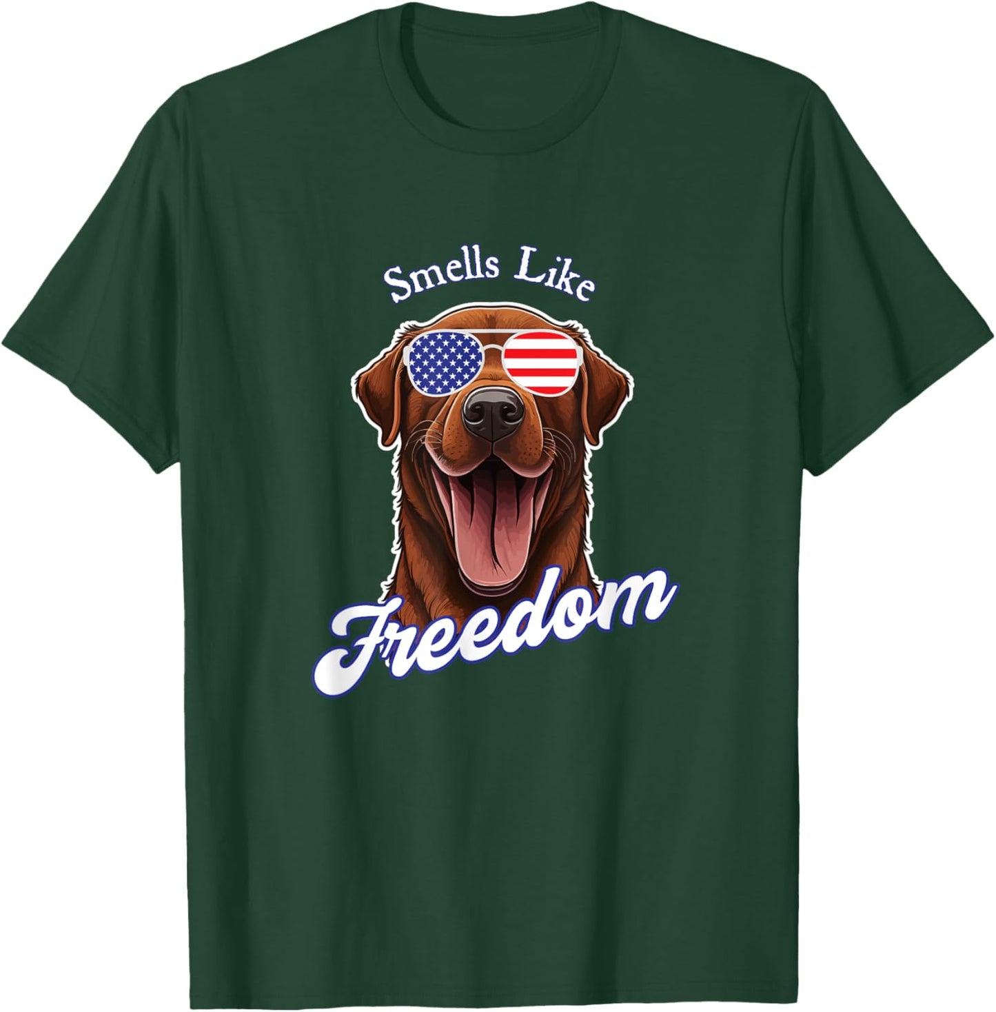 Chocolate Lab American Flag Patriotic 4th of July Vintage Women Men T-Shirt - T-Shirt | Forest