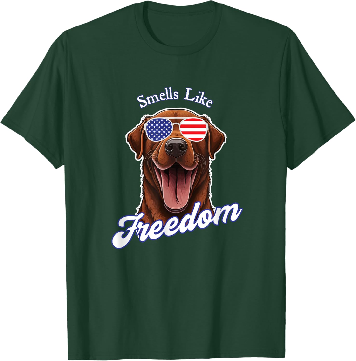 Chocolate Lab American Flag Patriotic 4th of July Vintage Women Men T-Shirt - T-Shirt | Forest