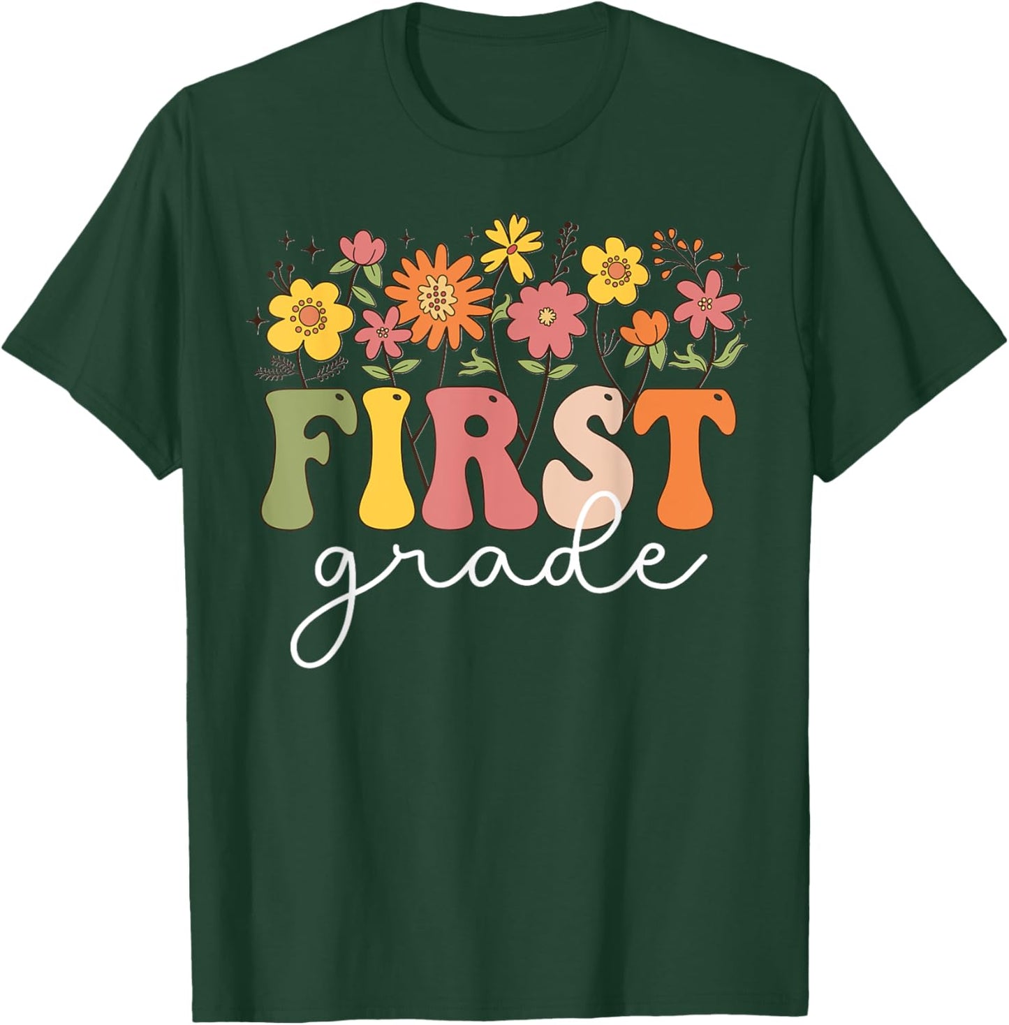 First Grade Teacher 1st Grade Wildflower Back To School T-Shirt - T-Shirt | Forest