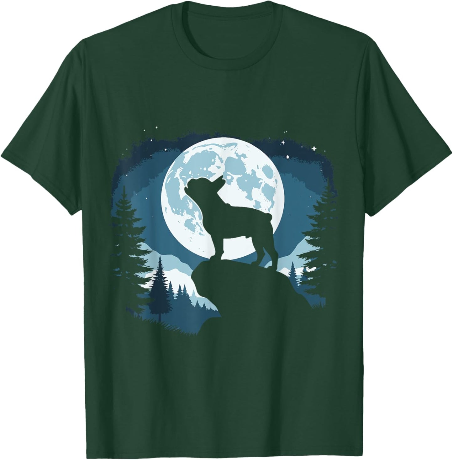 Funny Dog Howling At The Moon French Bulldog T-Shirt - T-Shirt | Forest