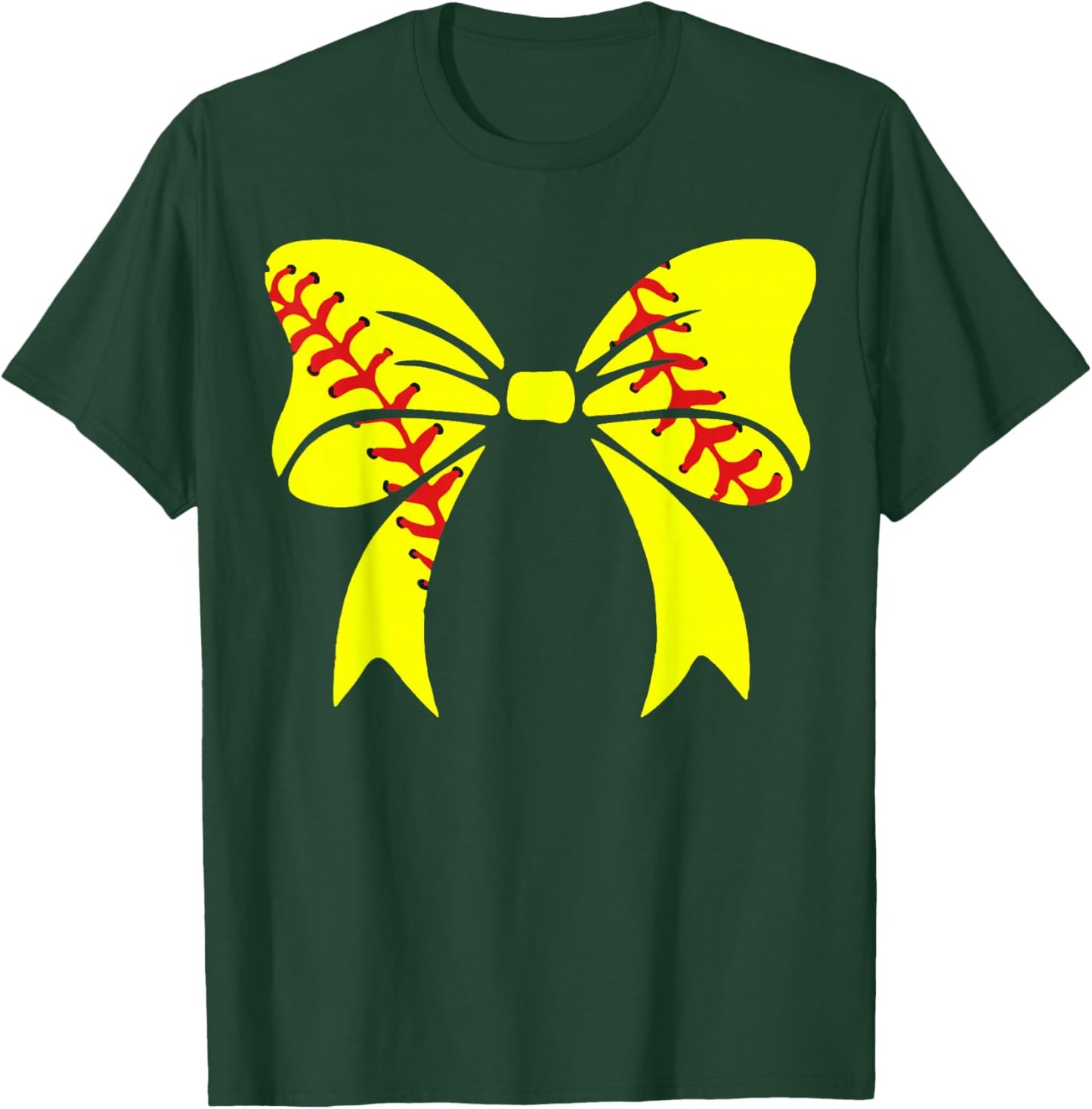 Softball Bow, Softball Player , mom, Girl T-Shirt - T-Shirt | Forest