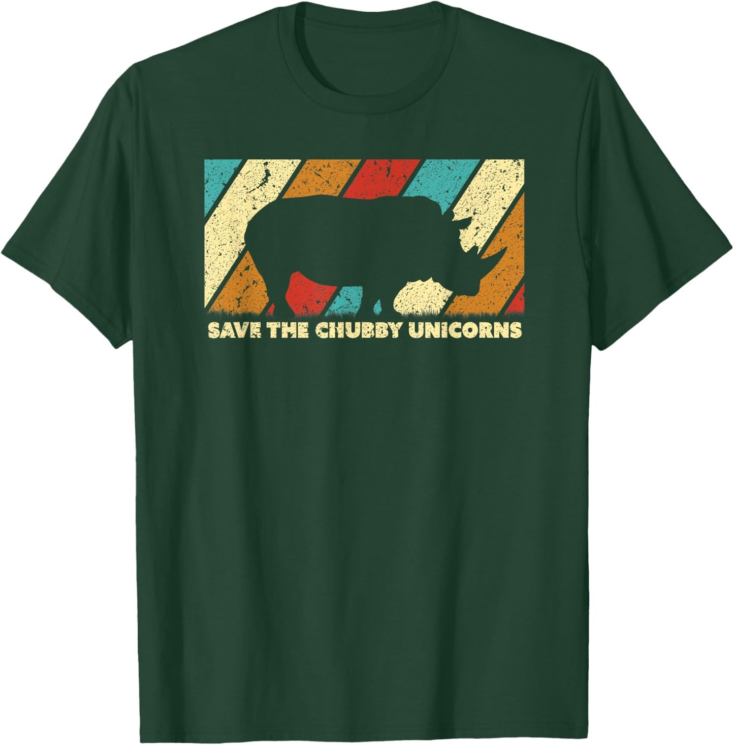 Save The Chubby Unicorns Shirt. Retro Style Rhino T-Shirt - T-Shirt | Forest