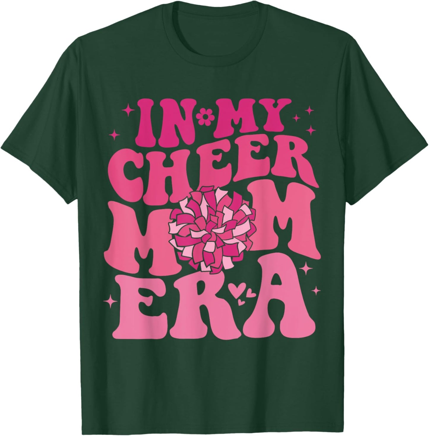 In My Cheer Mom Era Groovy Cheerleading Football Mom Women T-Shirt - T-Shirt | Forest