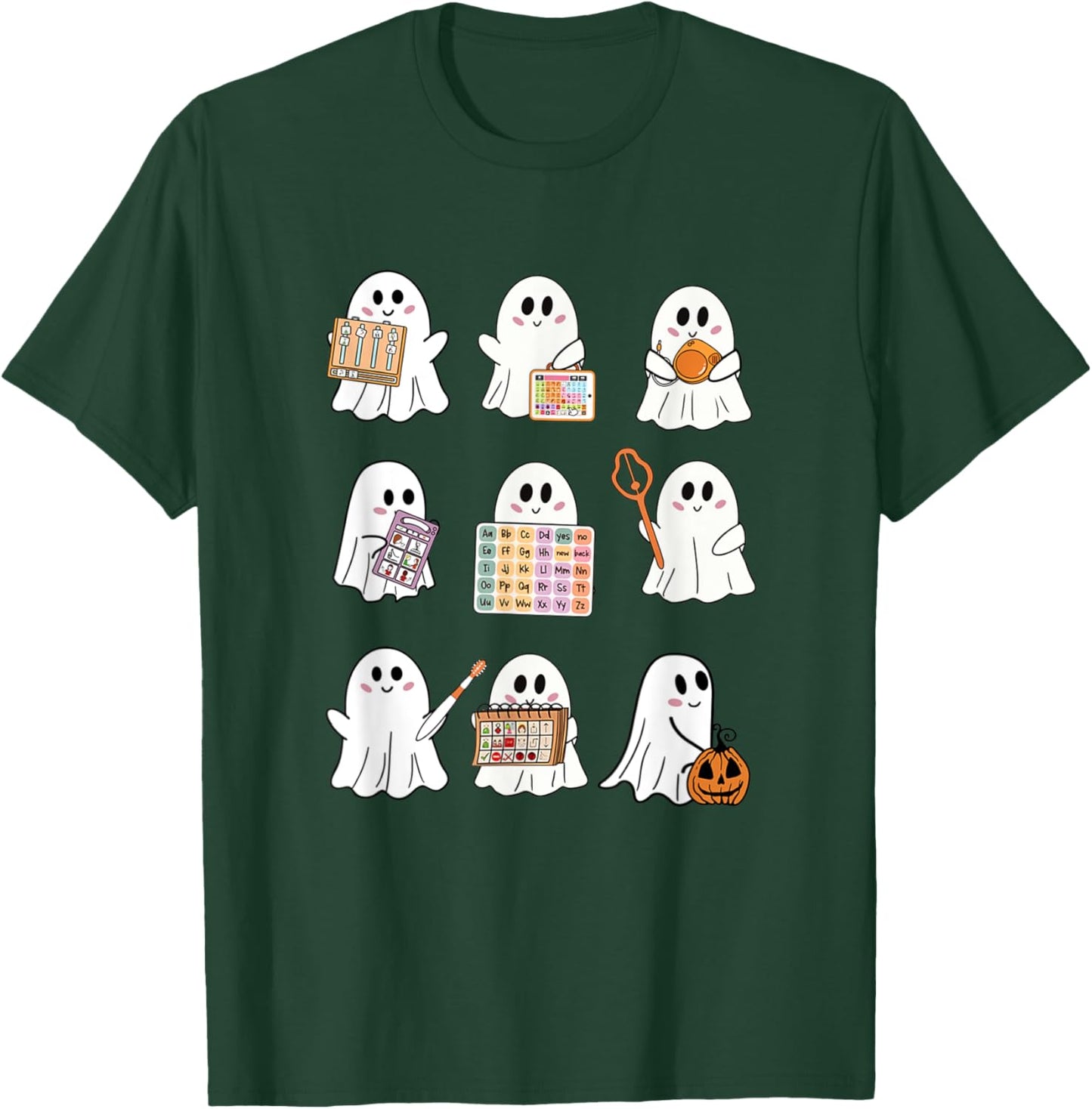 Retro SLP Ghost Halloween Speech Therapy Autumn Fall T-Shirt - T-Shirt | Forest
