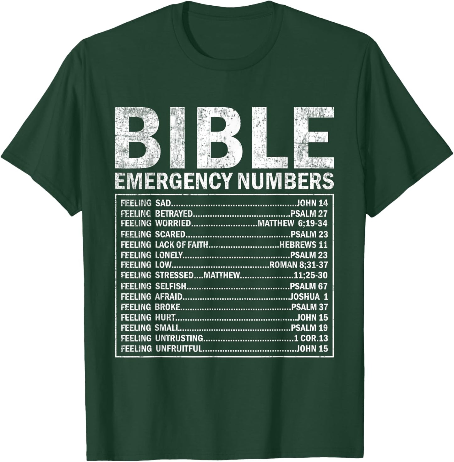 Christian Bible Emergency Numbers Cute Christian T-Shirt - T-Shirt | Forest