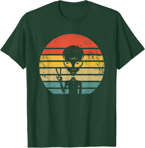 Retro Alien UFO Space Ship - Vintage Extraterrestrial T-Shirt - T-Shirt | Forest