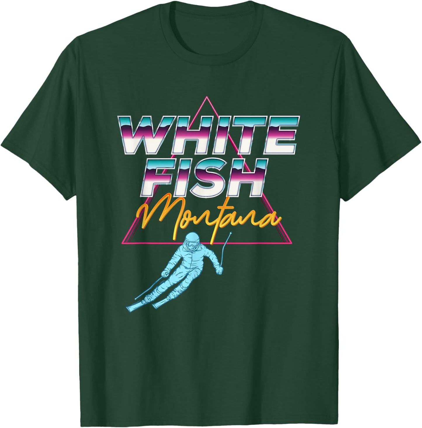 Whitefish Montana - USA Ski Resort 1980s Retro T-Shirt - T-Shirt | Forest