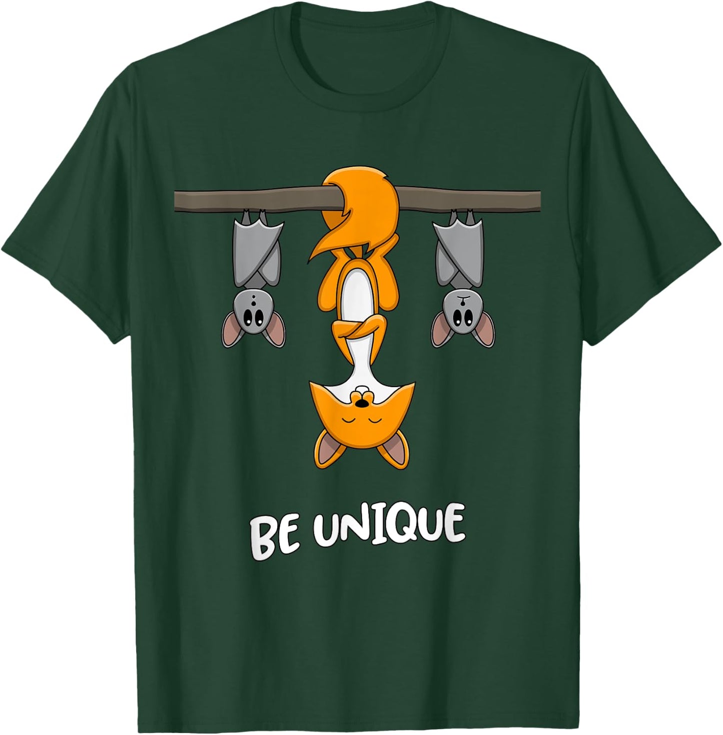 Fox Bat Animal Quote Be Unique Motivational T-Shirt - T-Shirt | Forest