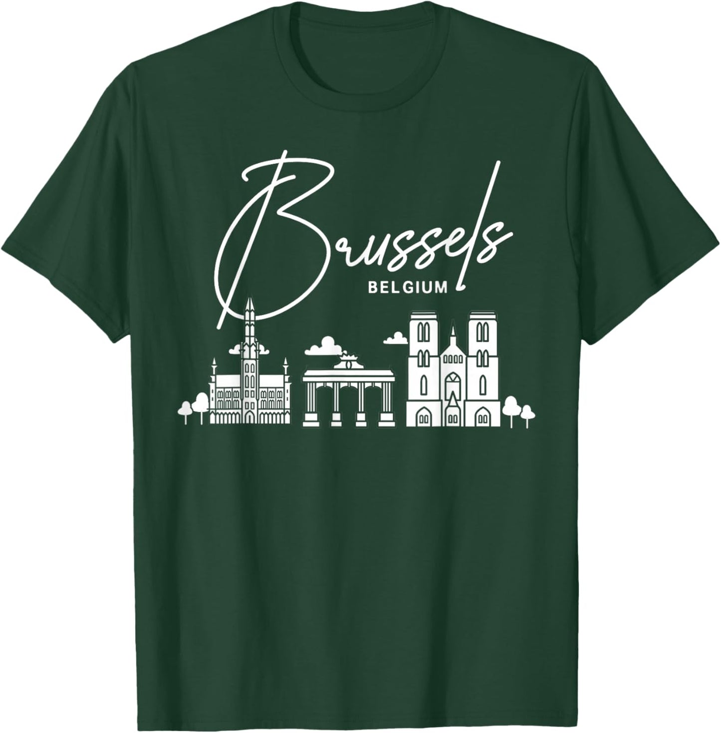 Brussels Belgium City Skyline Map Travel T-Shirt - T-Shirt | Forest