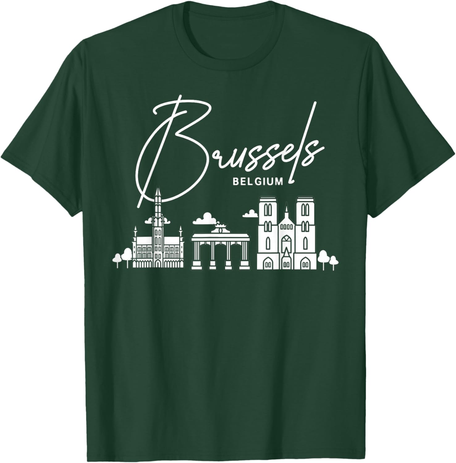 Brussels Belgium City Skyline Map Travel T-Shirt - T-Shirt | Forest