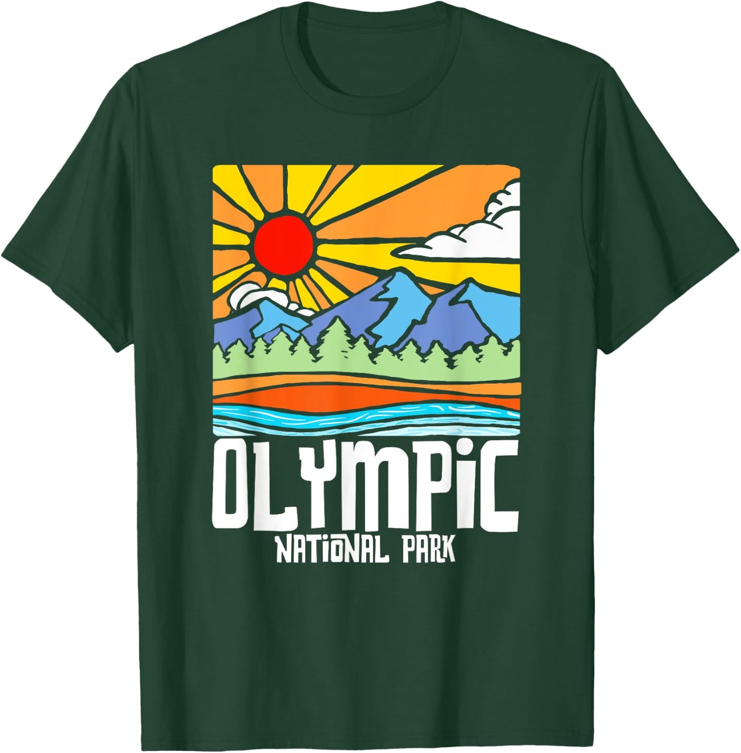 Olympic National Park Artistic Nature & Mountains Vintage T-Shirt - T-Shirt | Forest
