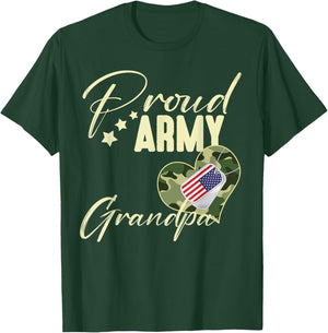 Proud Army GRANDPA Camouflage Dog Tag USA American Flag Men T-Shirt - T-Shirt | Forest