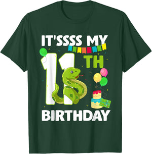 11th Birthday Snake Party 11 Year Old Snake Lover Birthday T-Shirt - T-Shirt | Forest
