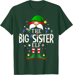 The Big Sister Elf Christmas Family Pajama Party T-Shirt - T-Shirt | Forest