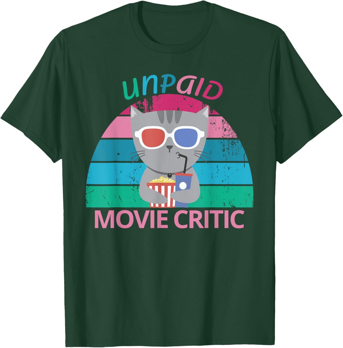 Unpaid Movie Critic moviegoer Film Cinema retro cat Women T-Shirt - T-Shirt | Forest