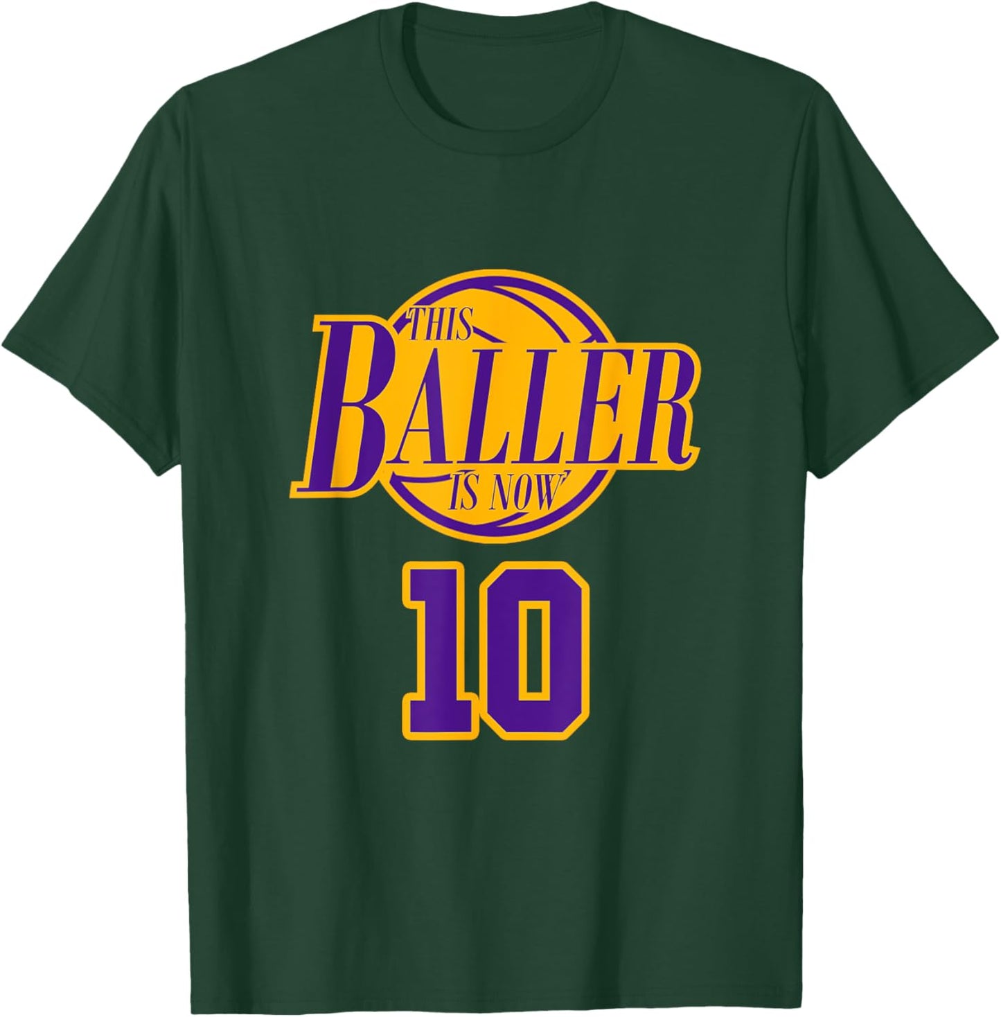 10 Years Old Birthday Basketball Baller Purple And Yellow T-Shirt - T-Shirt | Forest