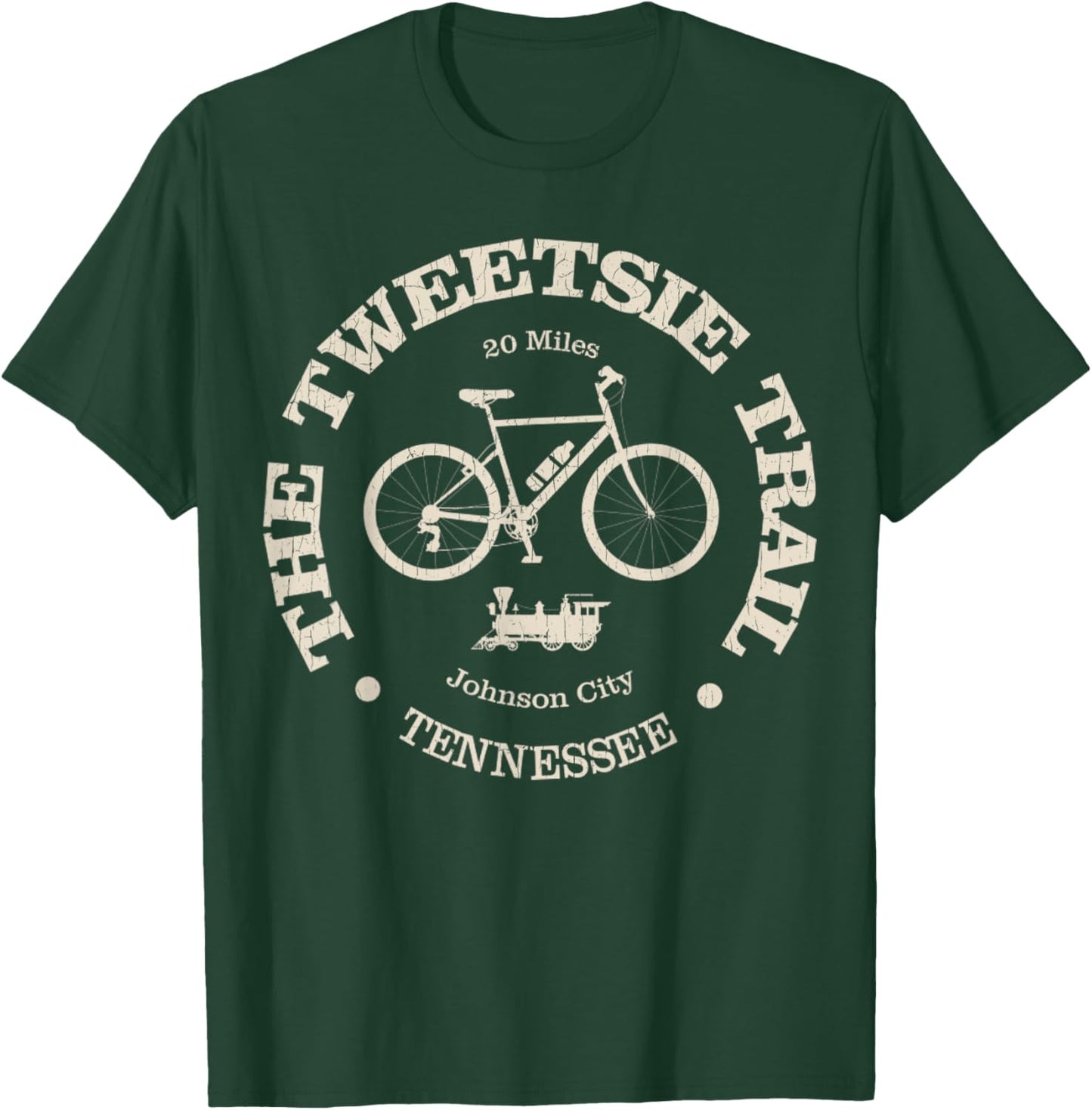 Vintage Tweetsie Trail Biking, Tennessee Bike Trail T-Shirt - T-Shirt | Forest