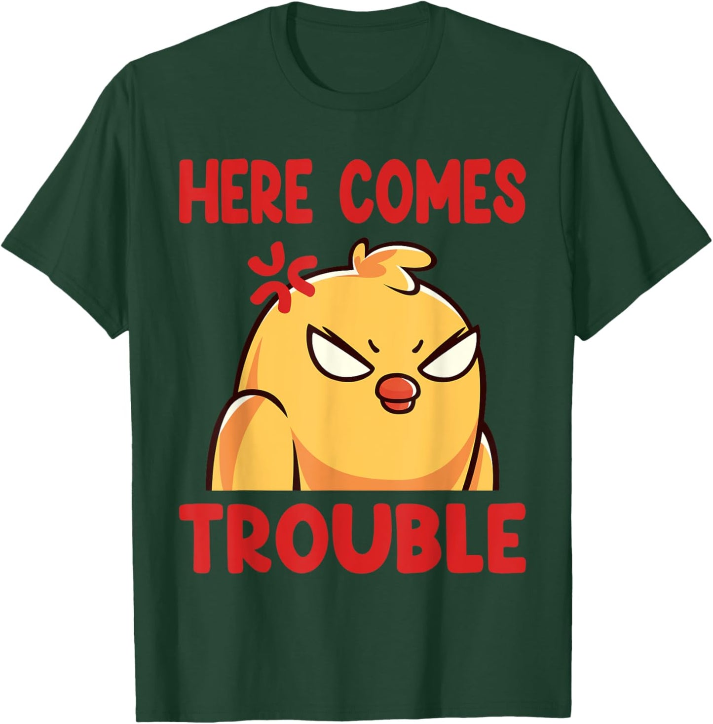 Funny Here Comes Trouble Angry Kawaii Bird T-Shirt - T-Shirt | Forest
