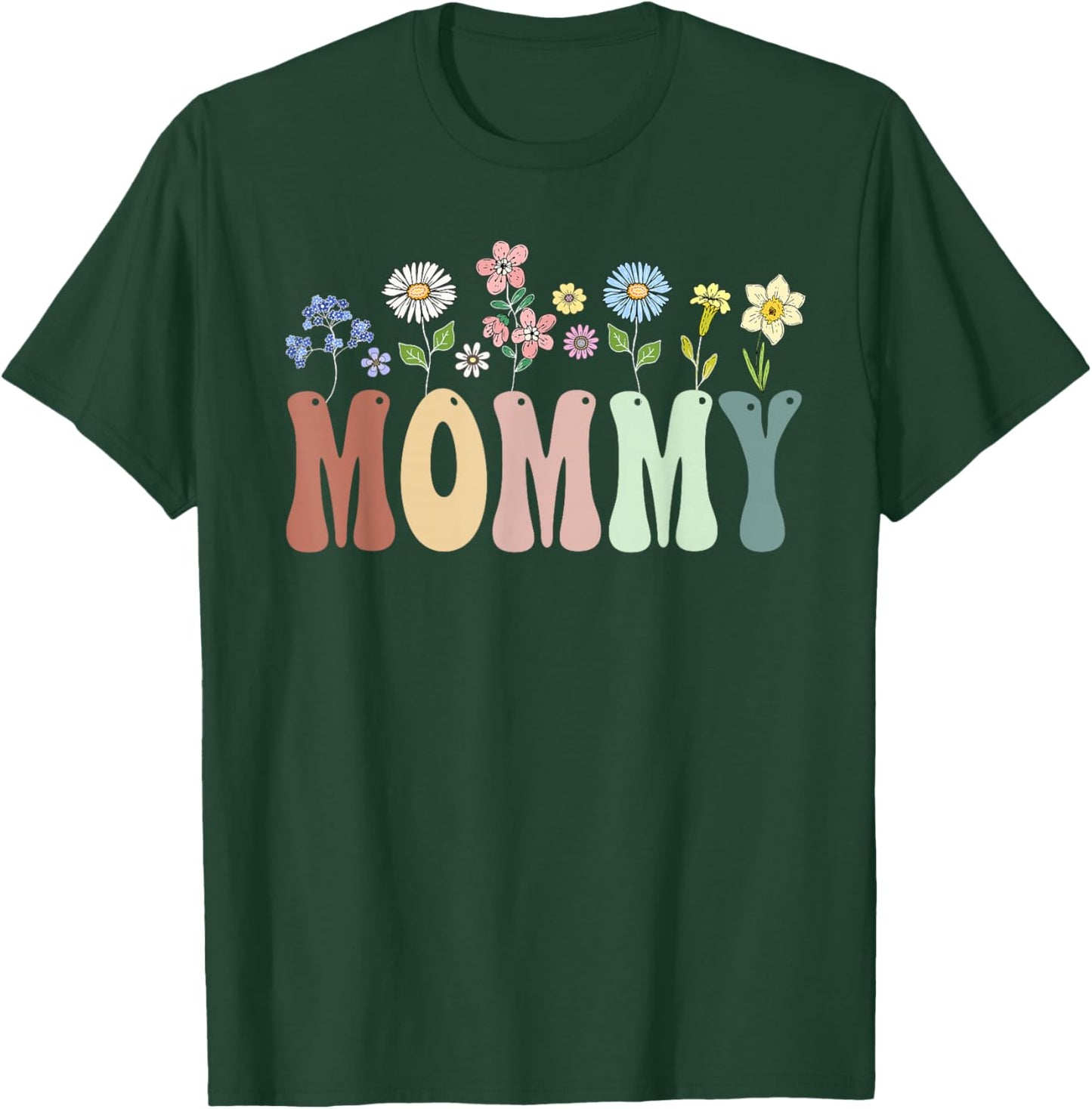 Mommy Gifts Women Wildflower Floral Design Mommy T-Shirt - T-Shirt | Forest