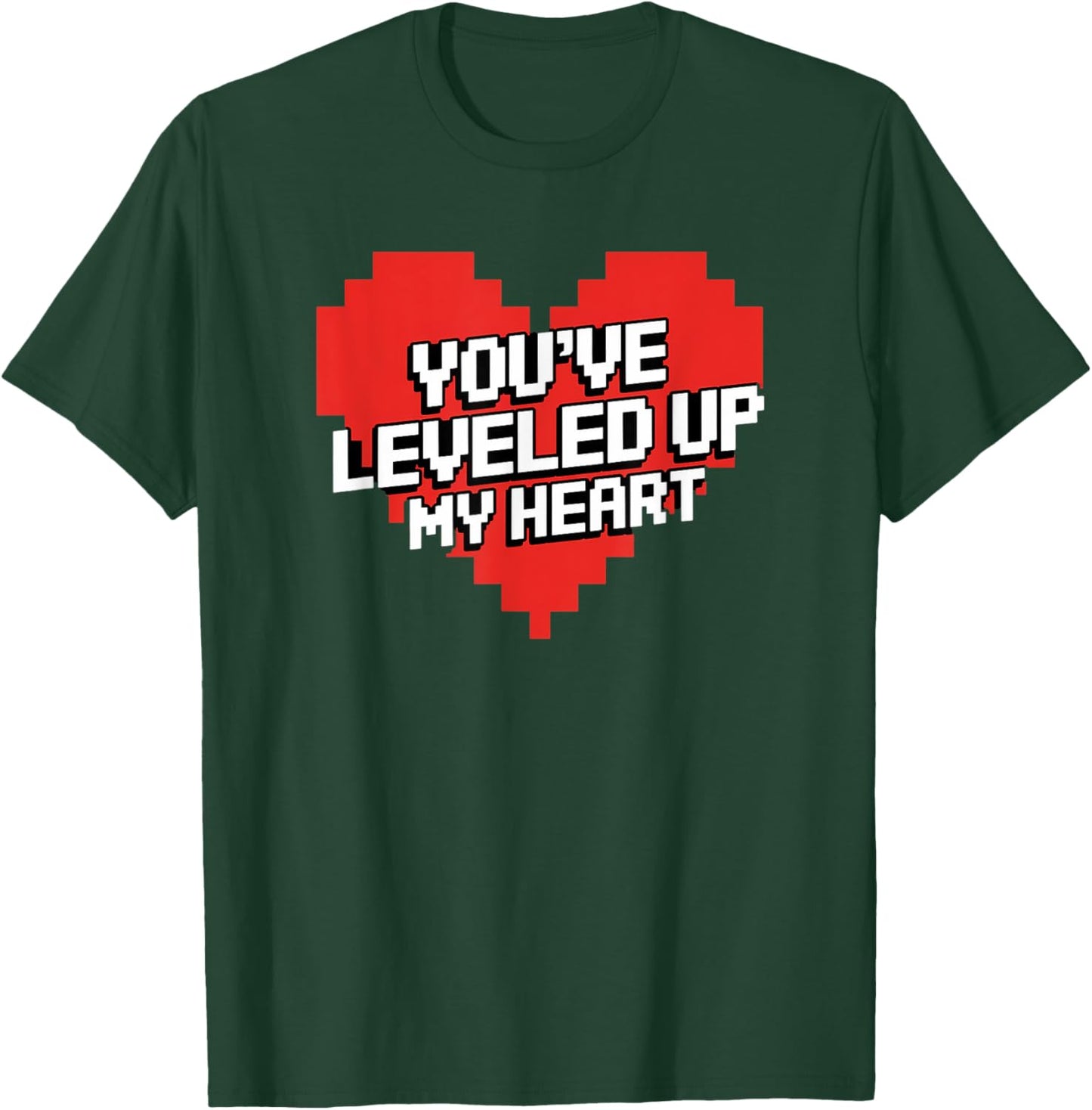 You've Leveled Up My Heart Gamer Love Valentine's Day Retro T-Shirt - T-Shirt | Forest