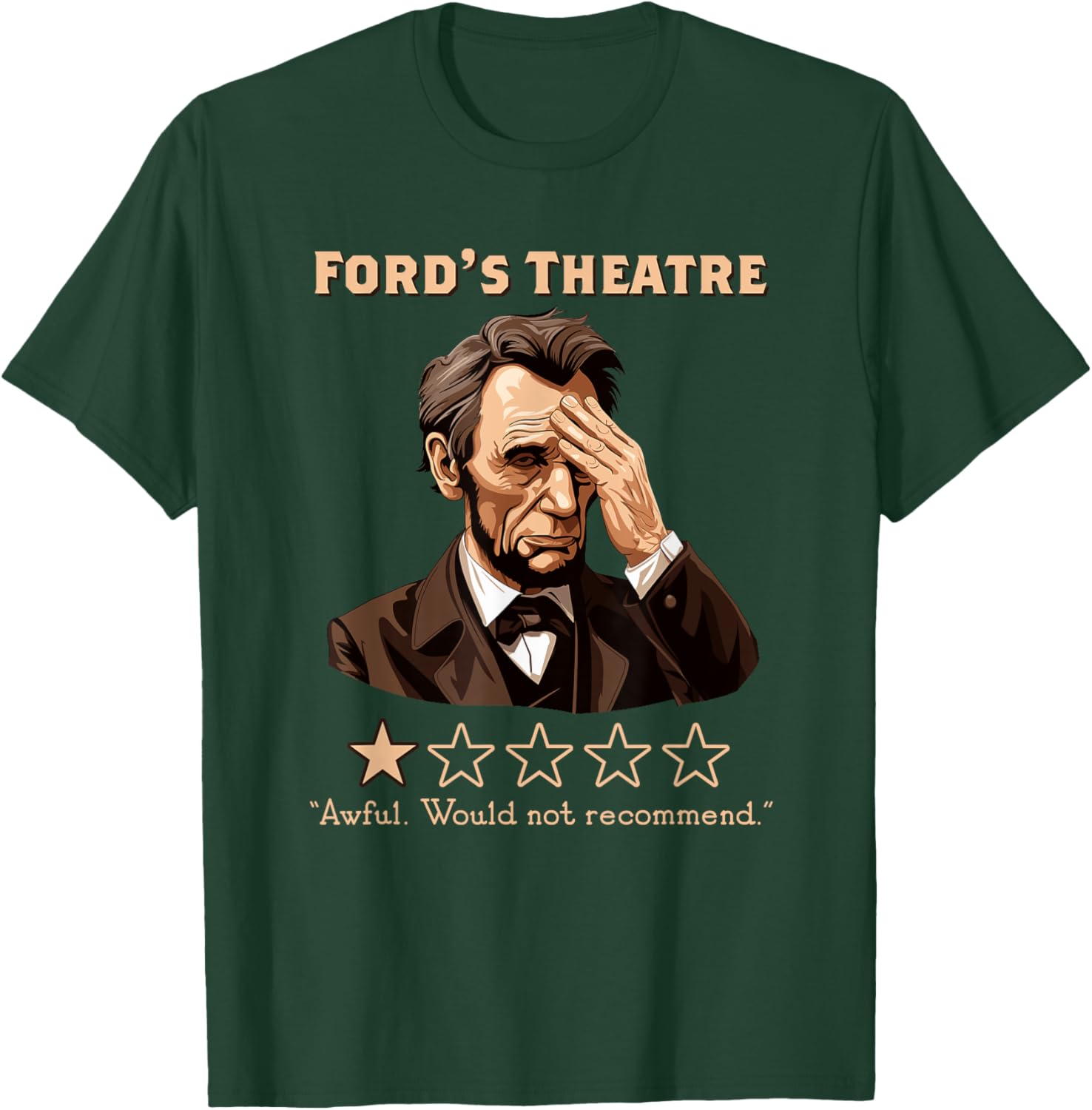 Presto Abraham Lincoln Ford Theater Funny , Men's Grey Classic Fit Short Sleeve , Small T-Shirt - T-Shirt | Forest