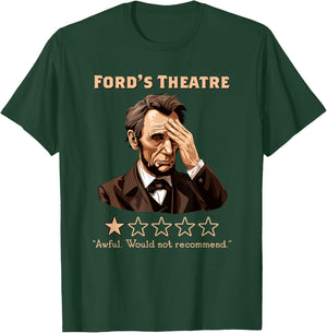Presto Abraham Lincoln Ford Theater Funny , Men's Grey Classic Fit Short Sleeve , Small T-Shirt - T-Shirt | Forest