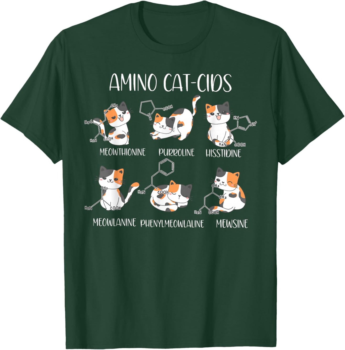 Amino Acid Cats Chemistry Cute Science Teacher Cat Lovers T-Shirt - T-Shirt | Forest