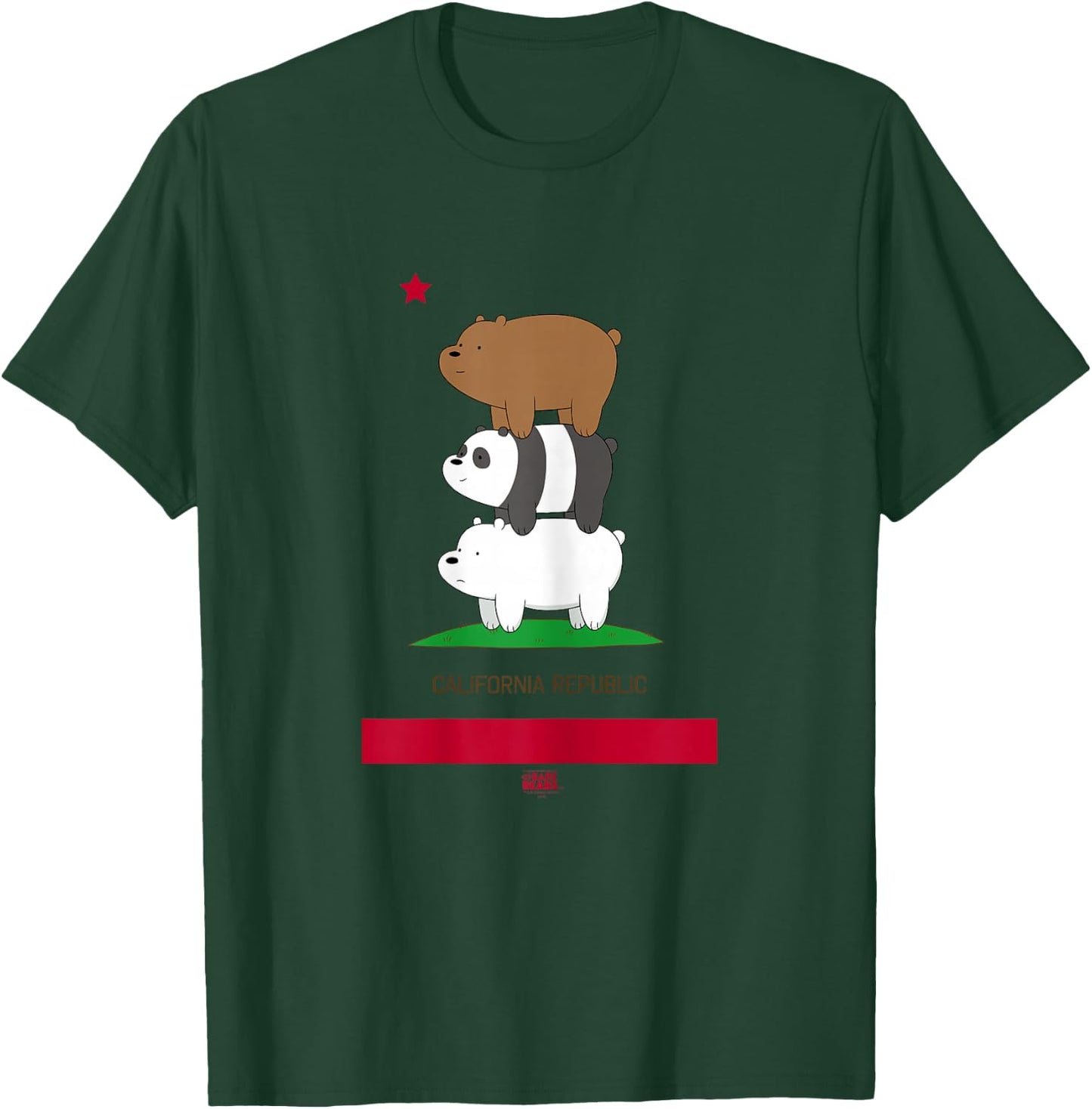 We Bare Bears California Flag T-Shirt - T-Shirt | Forest