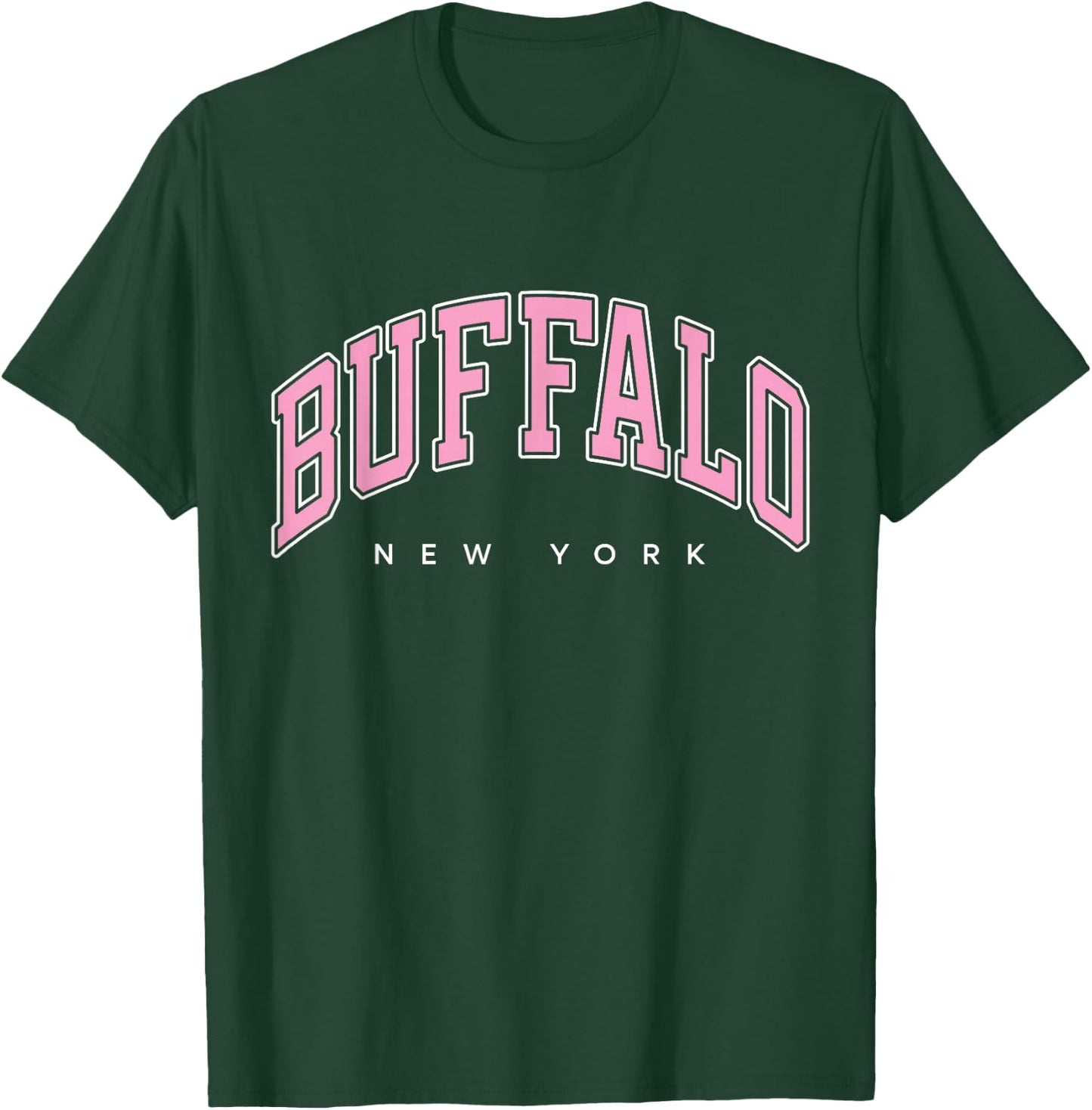 Buffalo New York NY Varsity Style Pink Text T-Shirt - T-Shirt | Forest