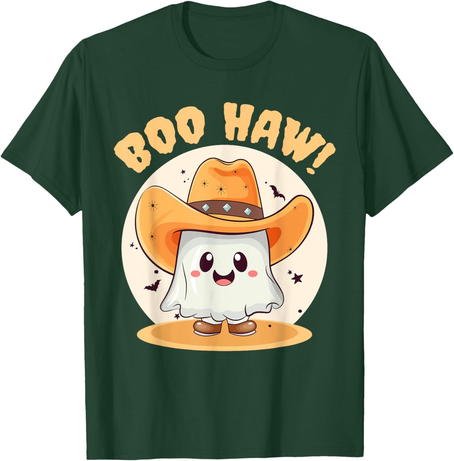 Boo Haw Funny Halloween Western Cowboy Ghost Men Women Kids T-Shirt - T-Shirt | Forest
