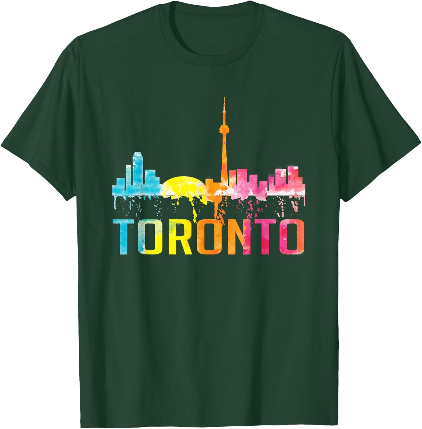 Toronto Canada Watercolor Skyline Home City Souvenir Art T-Shirt - T-Shirt | Forest