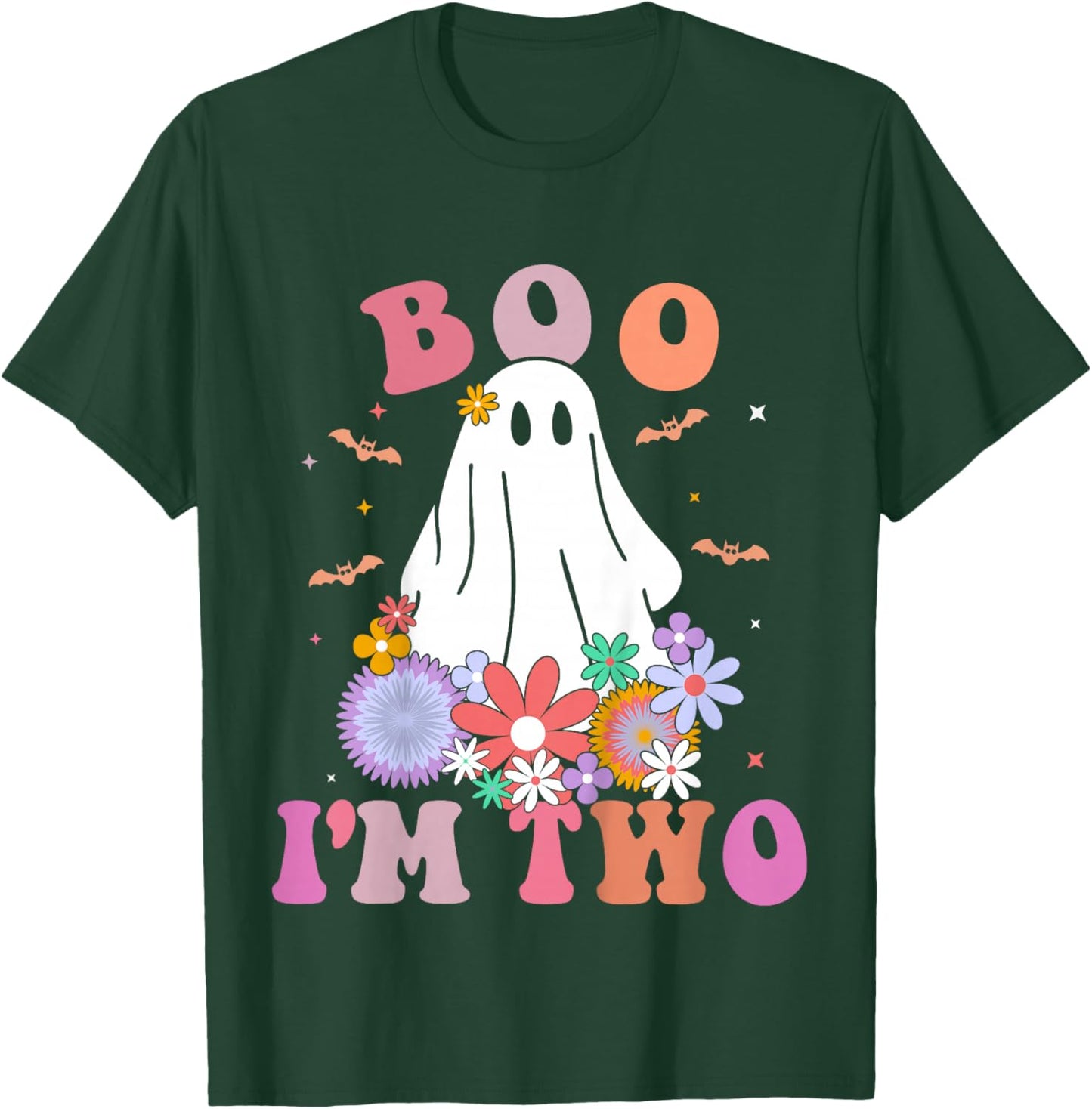 Kids Ghost Boo I'm Two Yr 2nd Birthday Kids Halloween Toddler T-Shirt - T-Shirt | Forest