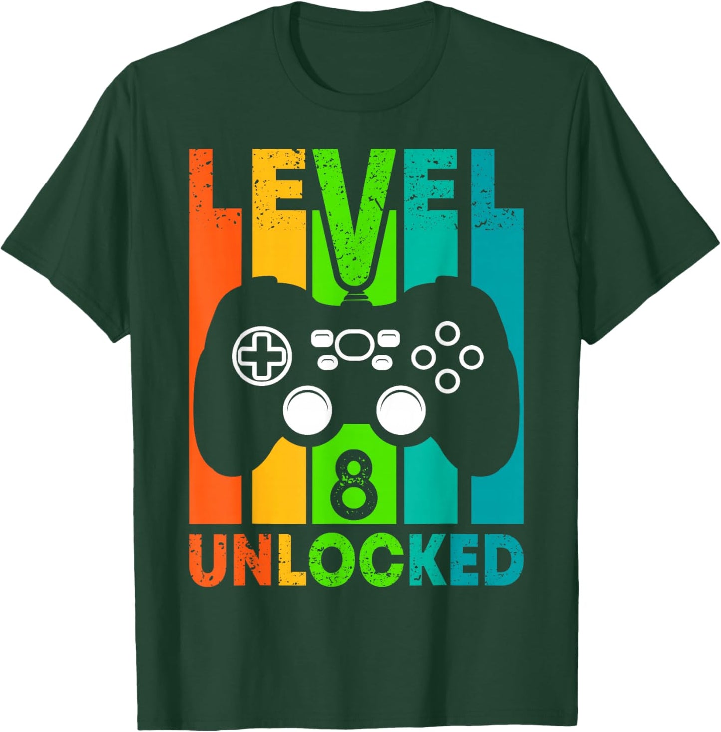 8th Birthday Gamer Boy or Gamer Girl - Level 8 Unlocked T-Shirt - T-Shirt | Forest