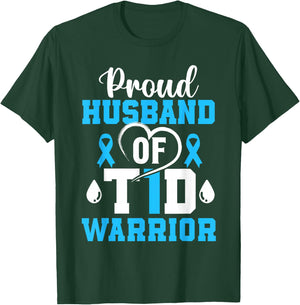 Husband of Type 1 Diabetes Diabetic Awareness Insulin T-Shirt - T-Shirt | Forest