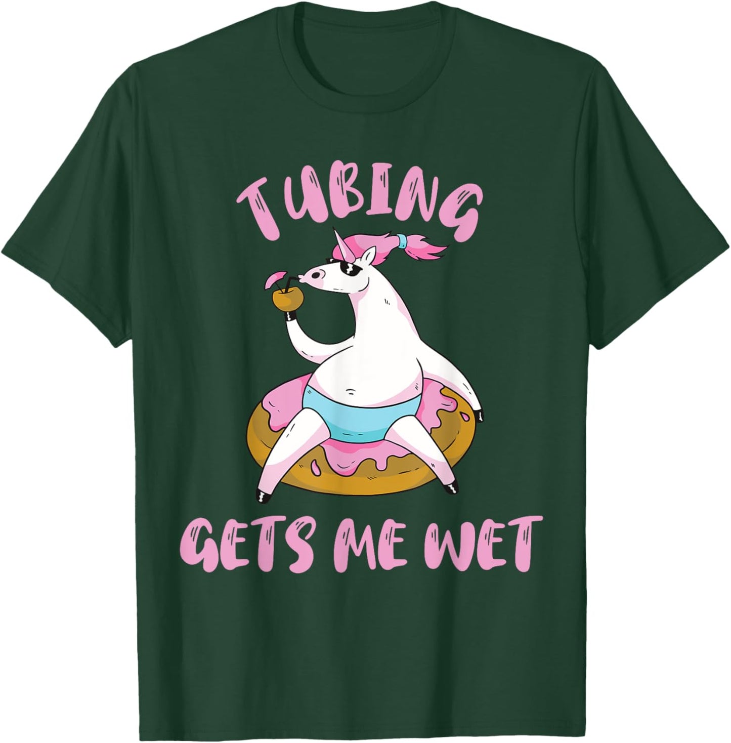 River Tubing Unicorn Tubing Get's Me Wet Summer Float Trip Men Women T-Shirt - T-Shirt | Forest