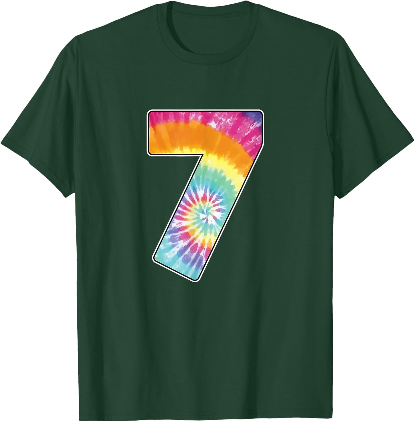 Number 7 Team Event Shirt or Age 7 Birthday Tie Dye Gift T-Shirt - T-Shirt | Forest