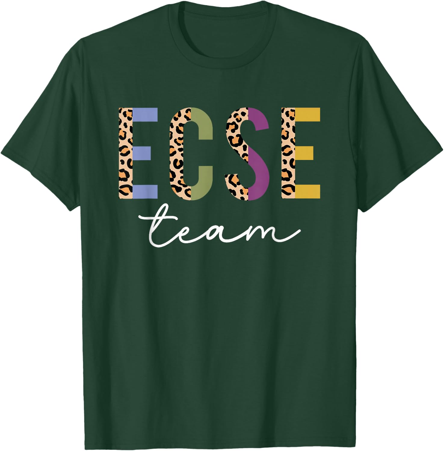 ECSE Team Leopard Back to School Cute Teachers Women Girl T-Shirt - T-Shirt | Forest