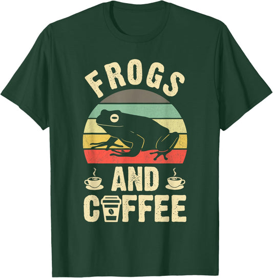 I like Frogs & Coffee Funny vintage Frog theme lover sea T-Shirt - T-Shirt | Forest