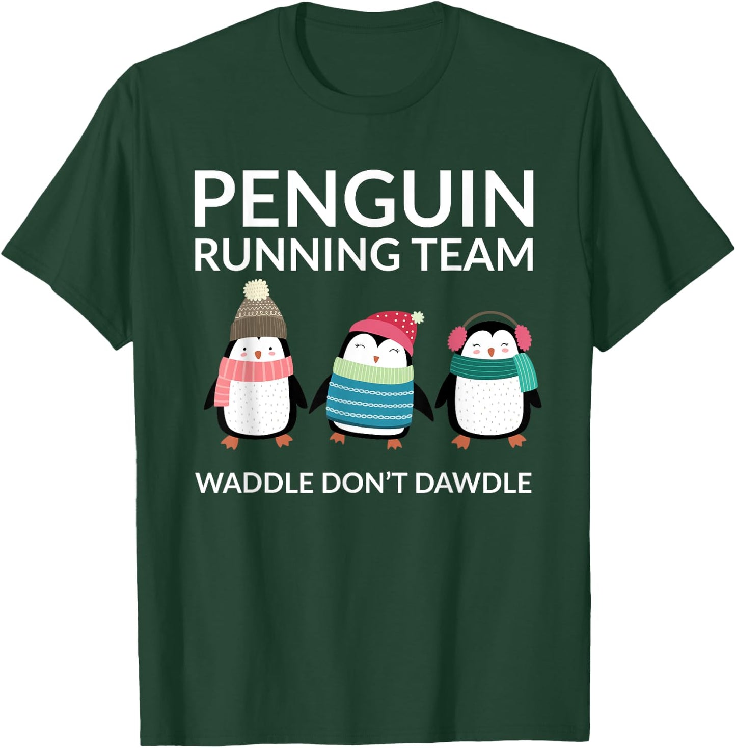 Penguin Running Funny Team Group Waddle Gift T-Shirt - T-Shirt | Forest