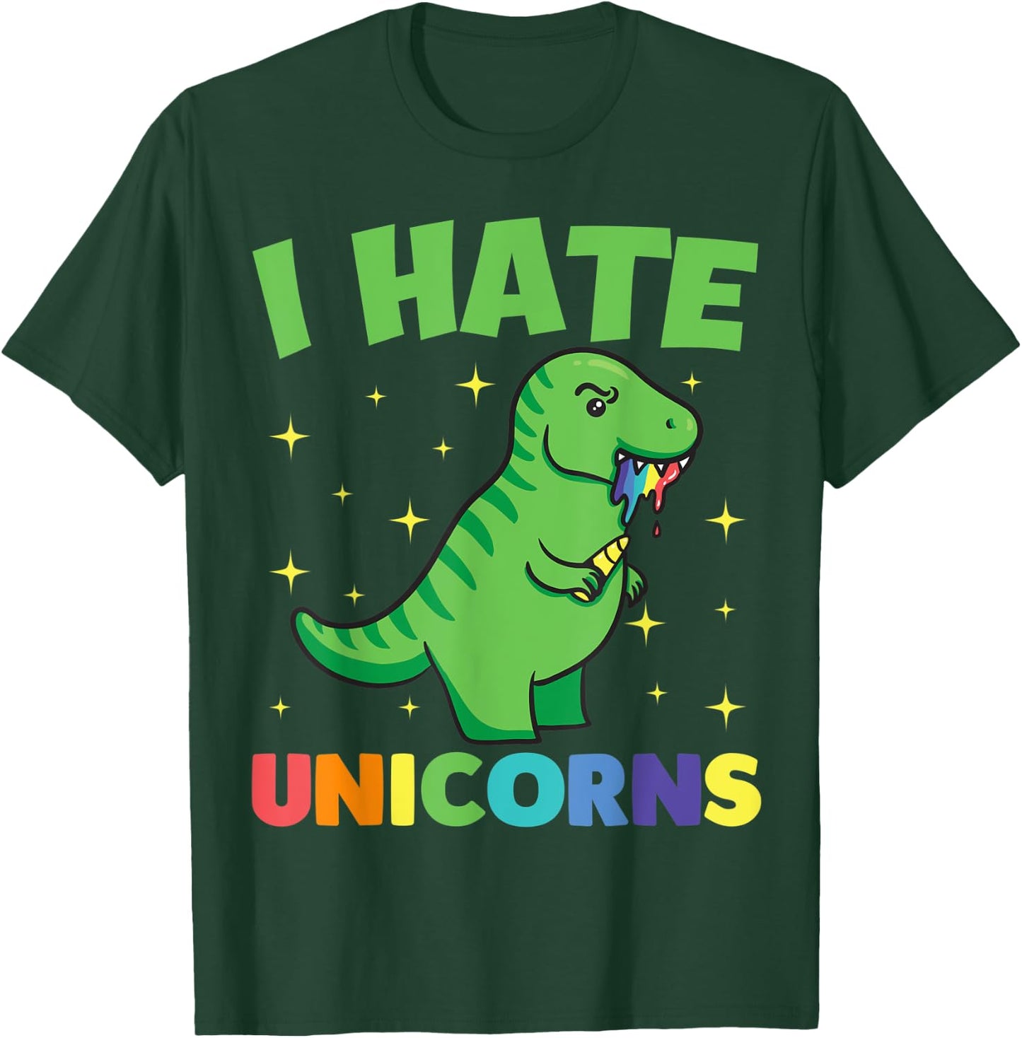 I Hate Unicorns Shirt with Dinosaur T-Shirt - T-Shirt | Forest