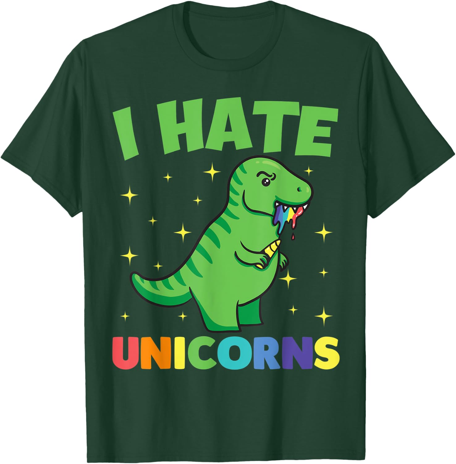 I Hate Unicorns Shirt with Dinosaur T-Shirt - T-Shirt | Forest