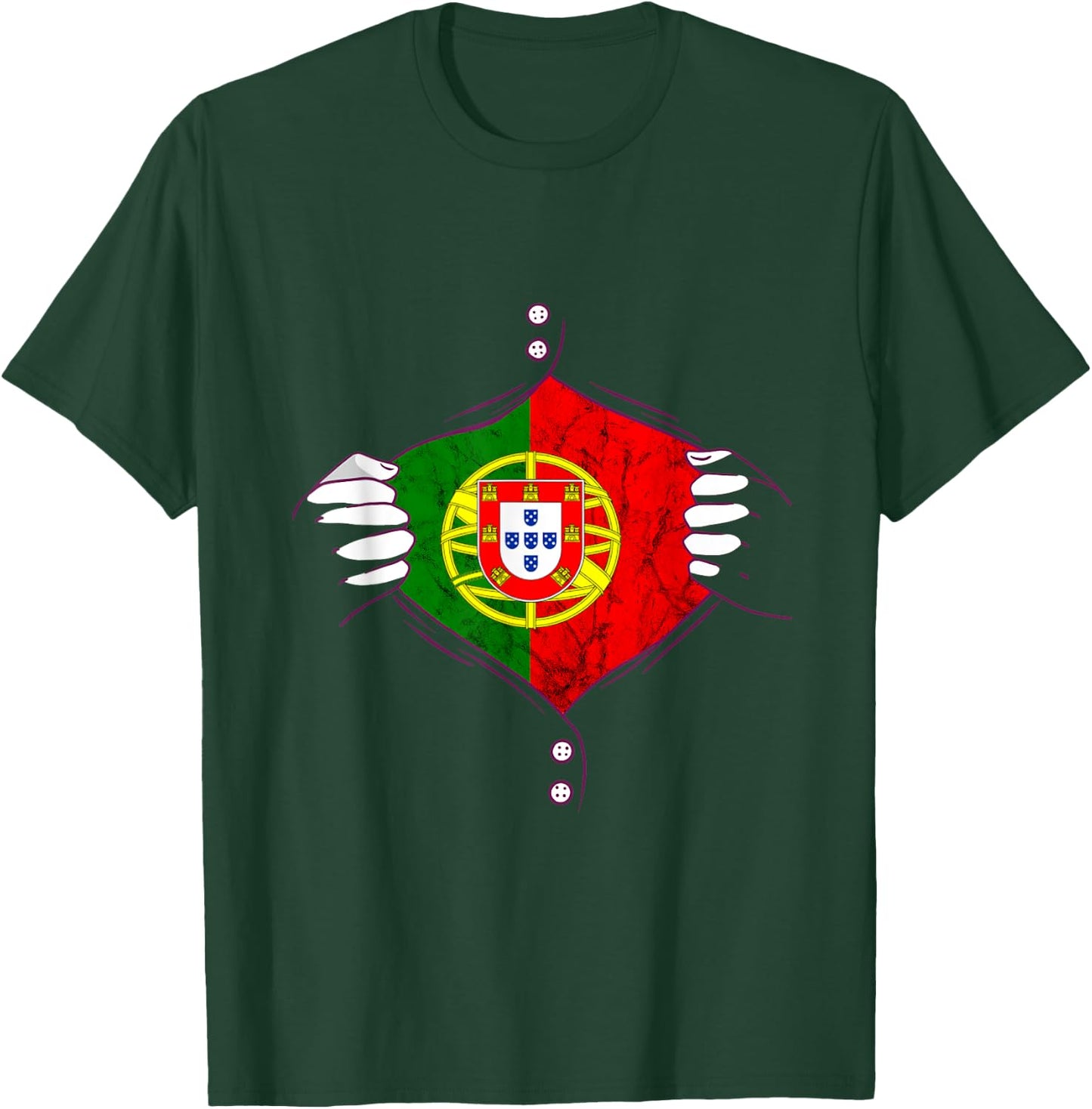 Portugal Flag Chest Portuguese Pride Portuguese Roots T-Shirt - T-Shirt | Forest