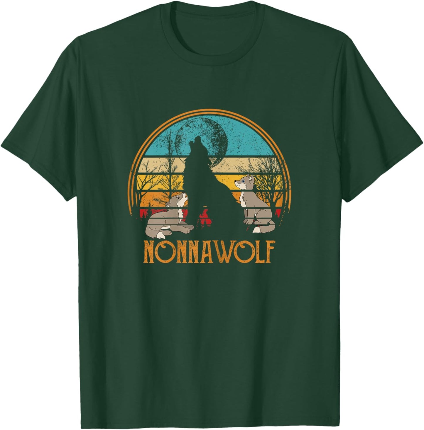 Retro Vintage Sunset Wolf Grandma Mothers Day Nonna Wolf T-Shirt - T-Shirt | Forest