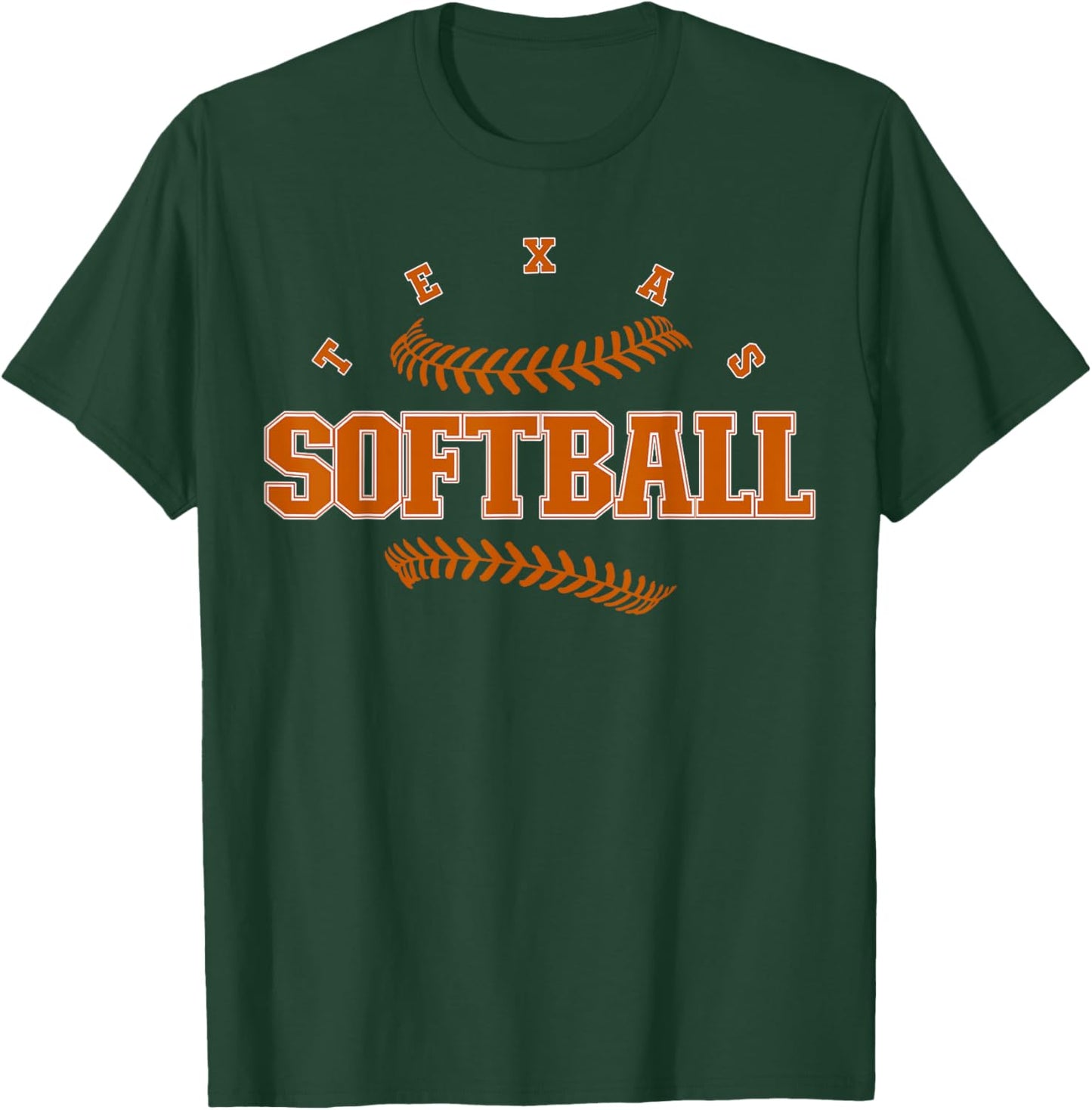 Texas Softball Vintage Kids Team Retro Softball Fan T-Shirt - T-Shirt | Forest