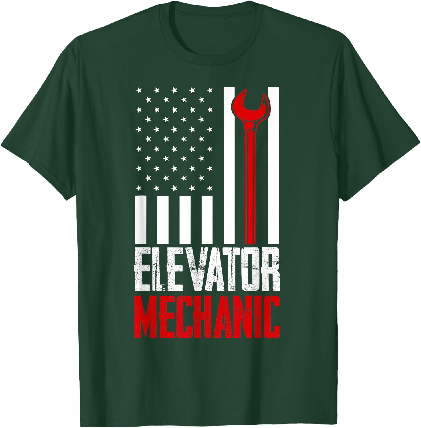 Elevator Mechanic American Flag Gift Elevator Technician T-Shirt - T-Shirt | Forest
