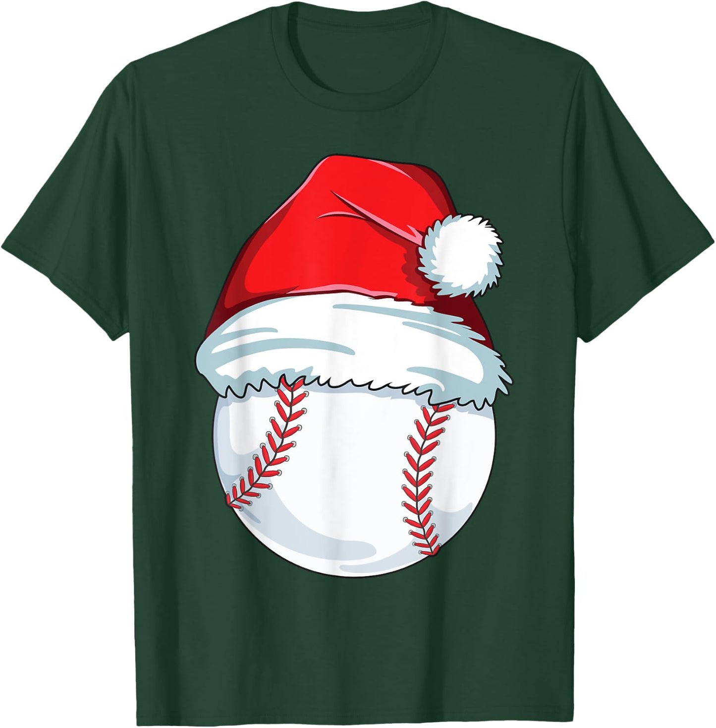 Christmas Baseball Xmas Santa Hat Ball Kids Boys Men T-Shirt - T-Shirt | Forest