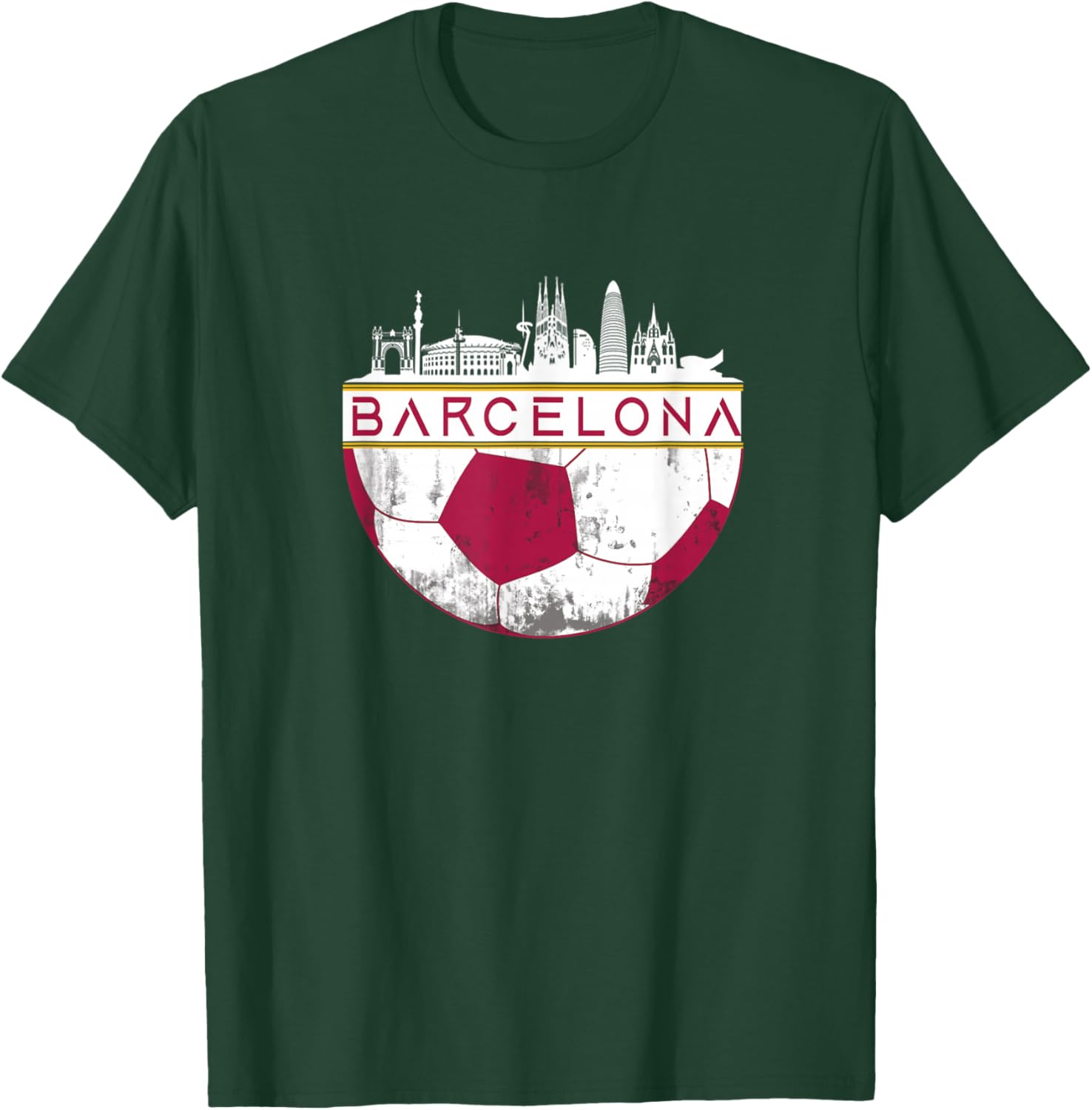 Barcelona City Skyline Soccer Sports Fans Cool T-Shirt - T-Shirt | Forest