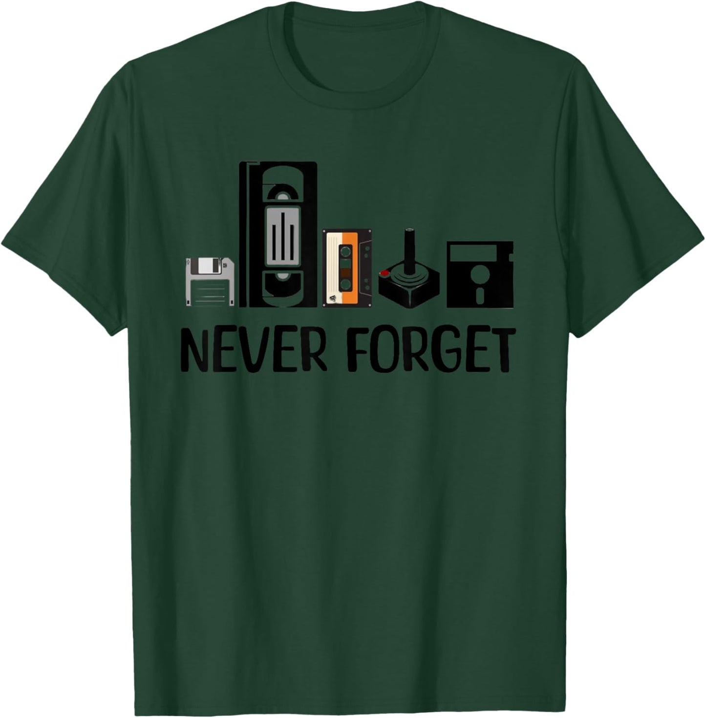 Never Forget Cassette Tape VHS Gamer Old School T-Shirt - T-Shirt | Forest